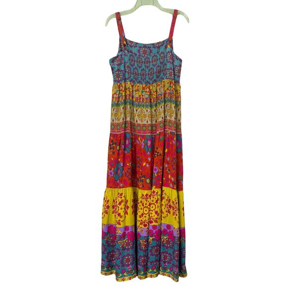 Natural Life Patricia Red Mustard Boarder Rayon Maxi Dress Size L - Picture 7 of 11